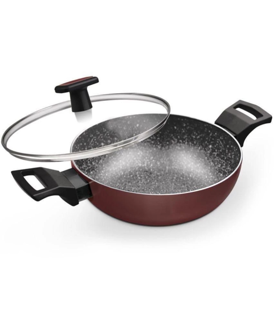 Milton Pro Cook Granito Induction Kadhai With Lid, 26 cm / 3.4 Litre, Burgundy