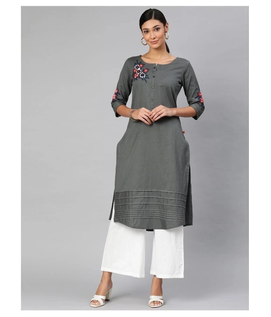 Alena - Grey Cotton Womens Straight Kurti - M