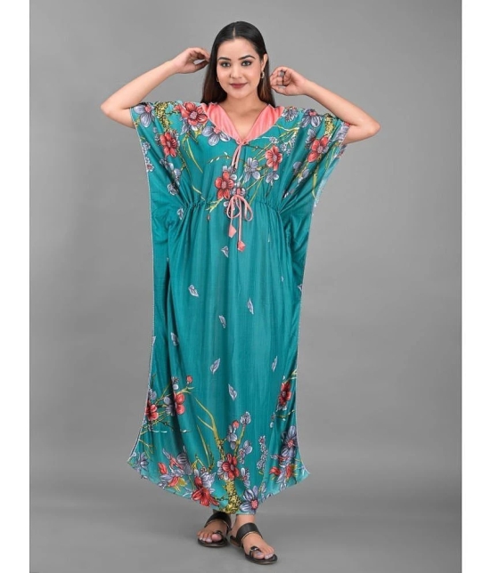 Apratim - Green Satin Womens Nightwear Kaftan Night Dress ( Pack of 1 ) - None