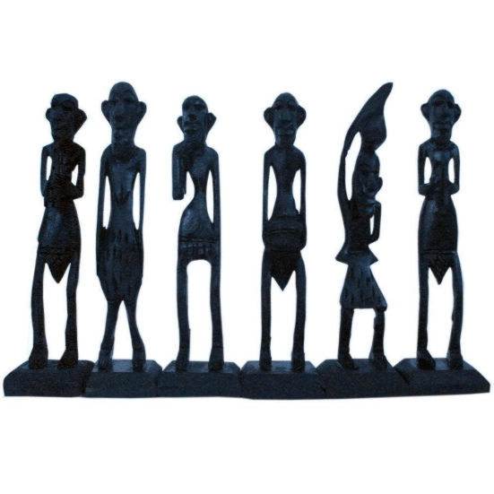 Antique African Zulu Tribal Men Handmade Wooden (Black) set of 6
