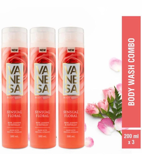 Vanesa Sensual Floral Body Wash 200Ml Each (Pack Of 3)