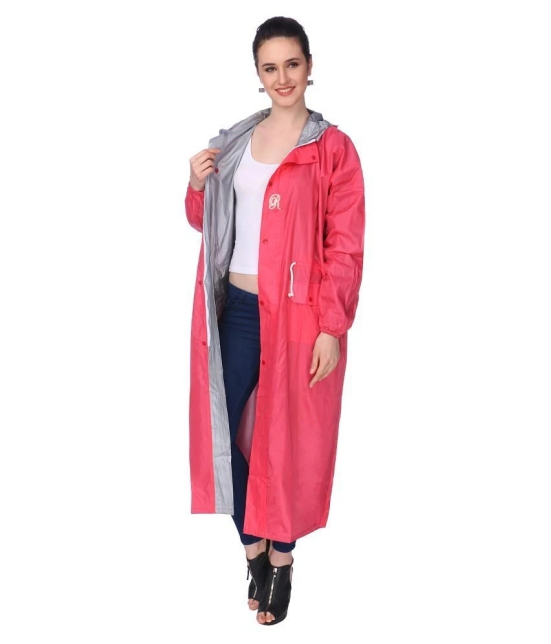 Goodluck Polyester Long Raincoat - Peach - Free Size