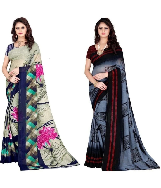 LEELAVATI - Multicolor Georgette Saree With Blouse Piece ( Pack of 2 ) - Multicolor