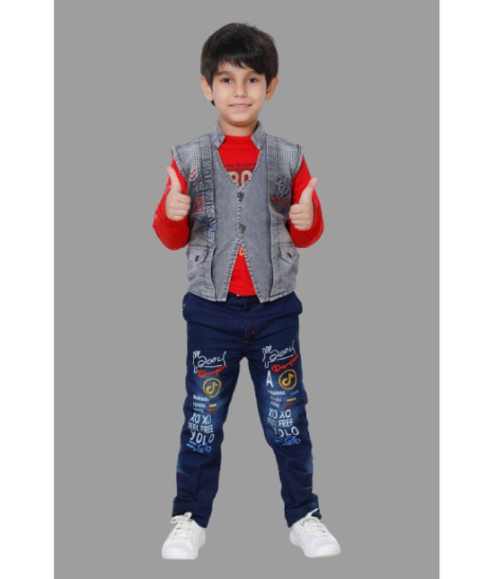 DKGF Fashion - Light Grey Cotton Blend Boys Shirt & Jeans ( Pack of 1 ) - None