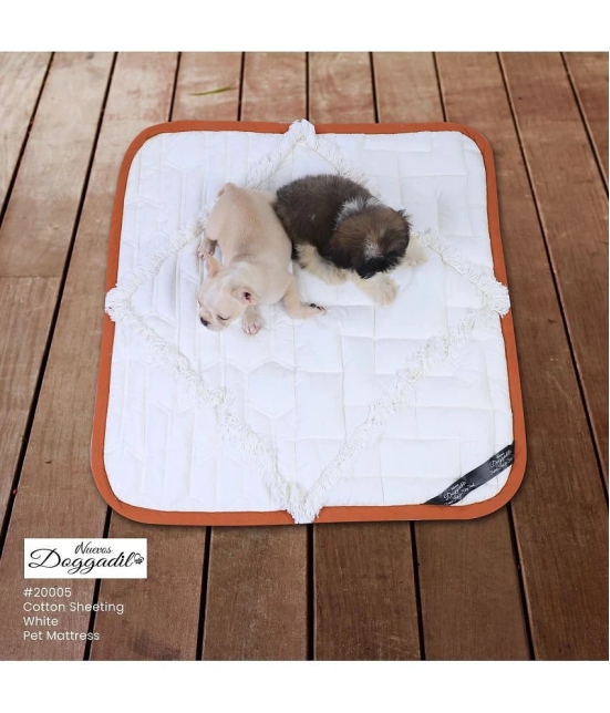 Cotton Quilted Rectangle Cat Dog Pet Bed Mattress | Foldable Padded Pet Mat | Light Weighted Mattress for Pet_IVORY - Medium