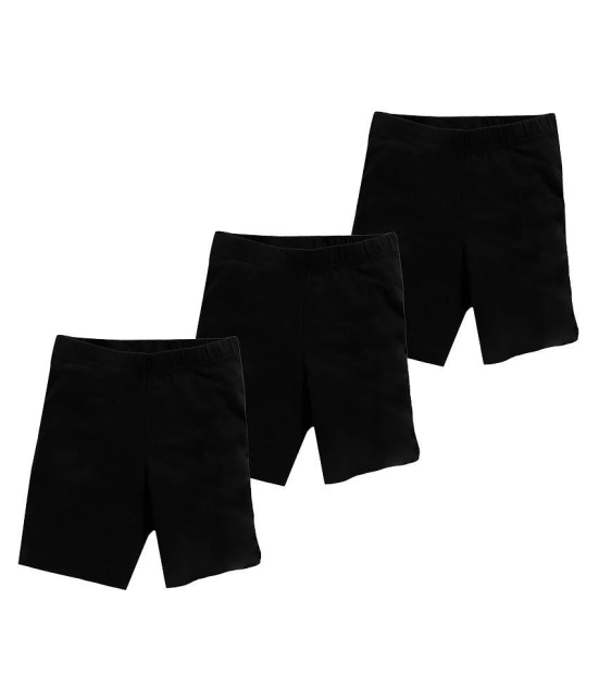 Leading Lady - Black Cotton Girls Cycling Shorts ( Pack of 3 ) - None