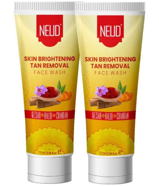 NEUD Skin Brightening Tan Removal Face Wash for Men and Women, 70 ml Each (Pack of 2)