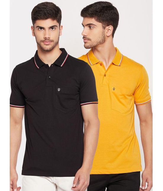 UNIBERRY - Black Cotton Blend Regular Fit Mens Polo T Shirt ( Pack of 2 ) - None