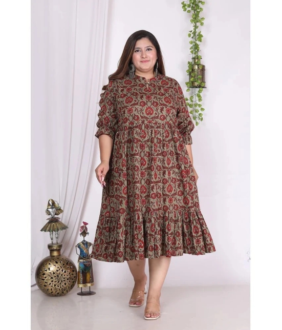 Swasti Cotton Blend Printed Anarkali Womens Kurti - Rust ( Pack of 1 ) - None