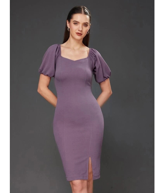 Miss Chase Polyester Solid Knee Length Womens Bodycon Dress - Lavender ( Pack of 1 ) - None