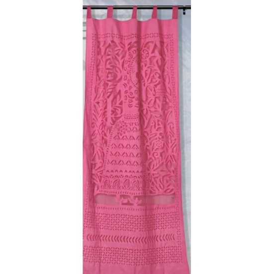 Playful Handcrafted Pink Applique Curtain