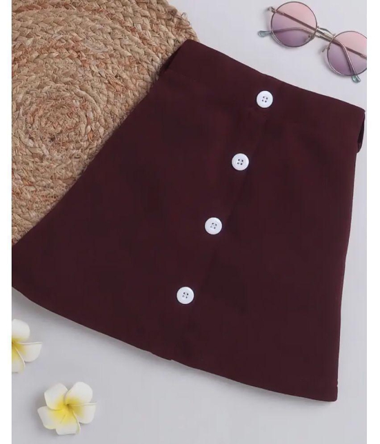 Addyvero - Maroon Cotton Blend Girls A-Line Skirt ( Pack of 1 ) - None