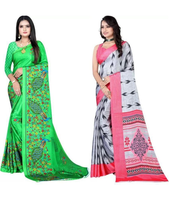 LEELAVATI - Multicolor Crepe Saree With Blouse Piece ( Pack of 2 ) - Multicolor