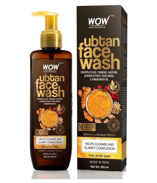 WOW Skin Science Ubtan Face Wash -For Cleansing & Clarifying Complexion - No Parabens, Sulphate, Silicones & Color - 200mL