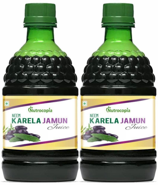 NUTROCOPIA Neem Karela Jamun Juice for Diabetes - 400 ml, Ayurvedic Diabetic Care Juice, Helps Maintain Healthy Sugar Levels, Immunity Booster Juice for Skin Care & Natural Detox Pack of 2