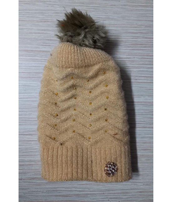 Whyme Fashion Women's Beige Woollen Caps For Winter ( Pack of 1 ) - Beige