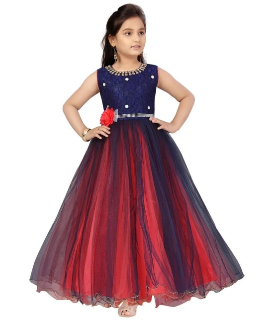 Aarika - Polyester Red & Blue Girls Gown ( Pack of 1 ) - None