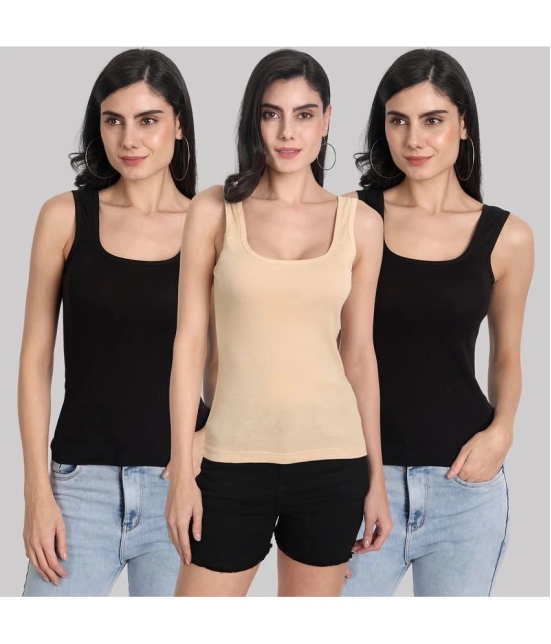 AIMLY Cotton Camisoles - Black Pack of 3 - None