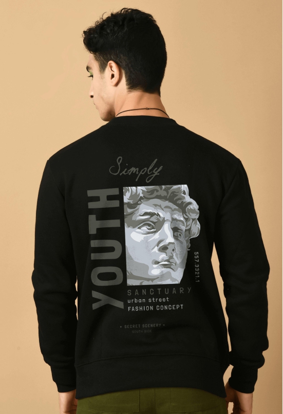 Youth Printed Black Sweatshirt By Offmint-S
