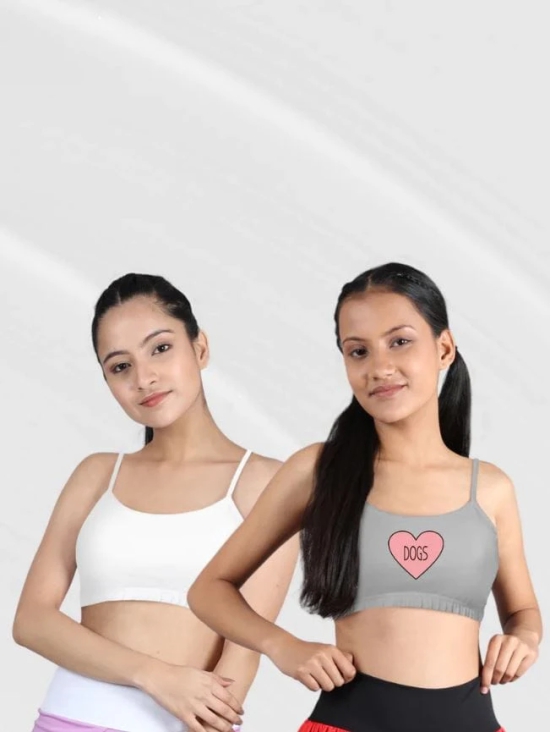 Slip-on Strapless Bra for Teenagers, Girls Beginners Bra Sports Cotton Non-Padded Stylish Crop Top Bra Full Coverage Seamless Non-Wired Gym Workout Training Bra for Kids (Pack of 2)