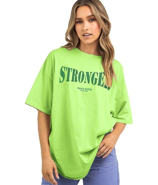 Leotude - Green Cotton Blend Oversized Womens T-Shirt ( Pack of 1 ) - None