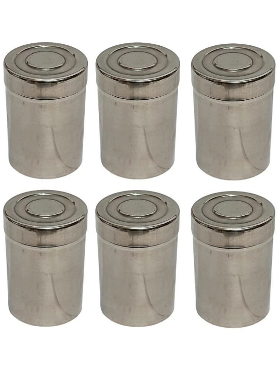 Dynore 6 Mini Storage Dabbi Steel Silver Utility Container ( Set of 6 ) - Silver