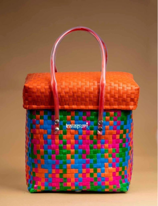 Handcrafted Colourful Basket with lid