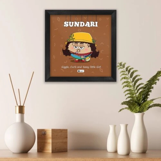 Indigifts Cute Funny Gift for Best Friend Sister Girl Sundari Printed Poster Frame 8x8 inches- Funny Gift Idea for Friend, Birthday Gift for Girl, Friend, Roomie, Hostel Friend, BFF Gift