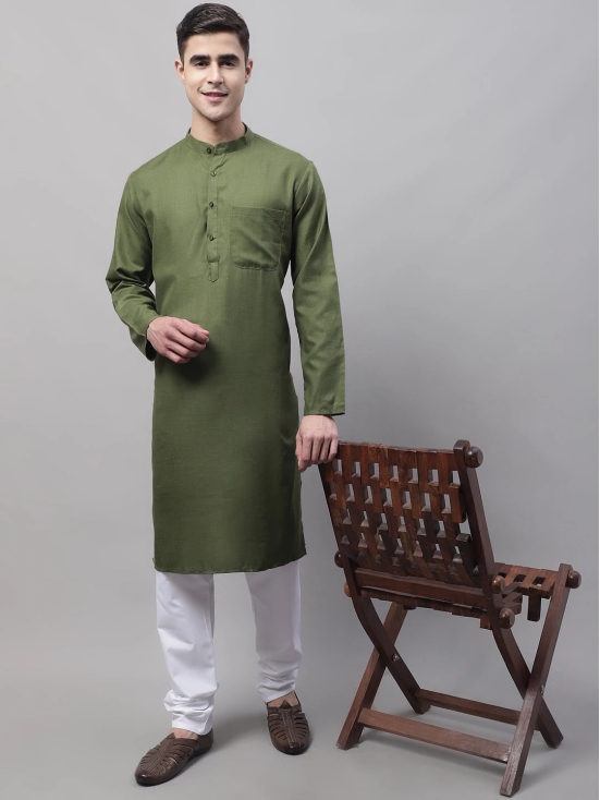 Jompers Men's Cotton Solid Kurta Payjama Sets-S / Green