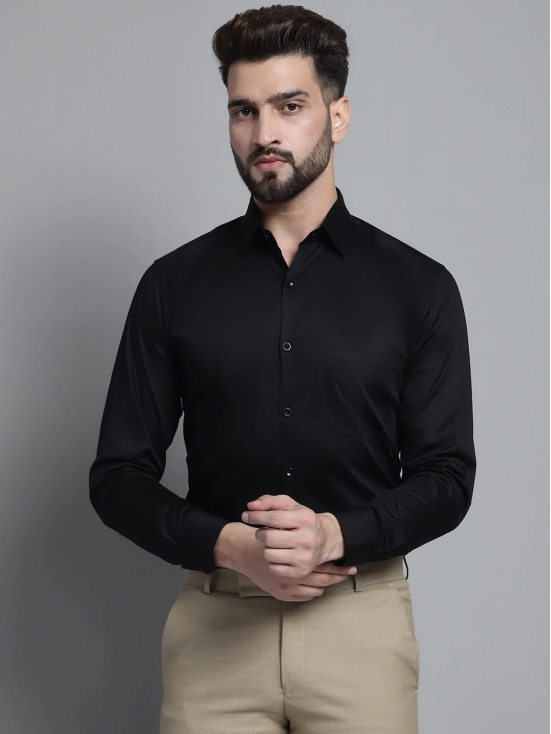 Mens Cotton Solid Formal Shirt-S / Black