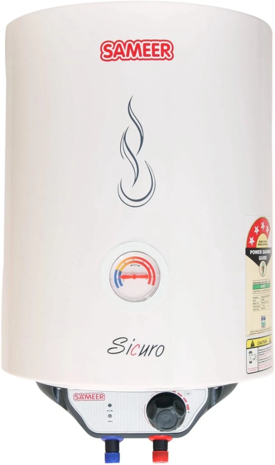 Sameer 25 L Storage Water Geyser (Sicuro Glassline, White)