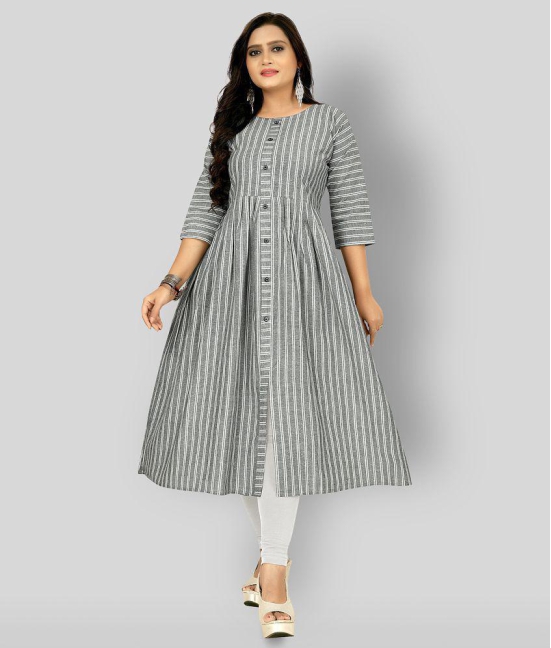 Rangrasiya - Light Grey Cotton Women's Front Slit Kurti ( Pack of 1 ) - M