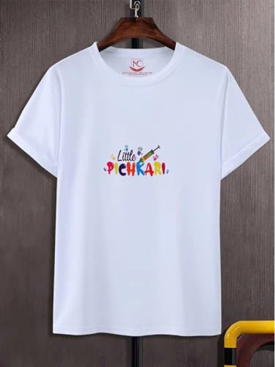 NITYANAND CREATIONS Round Neck White Holi T-Shirt for MEN-HOLI-T-SHIRT-11574-M