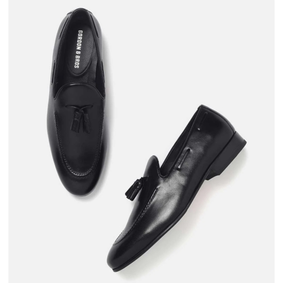 GORDON & BROS BLACK MEN LEATHER LOAFER