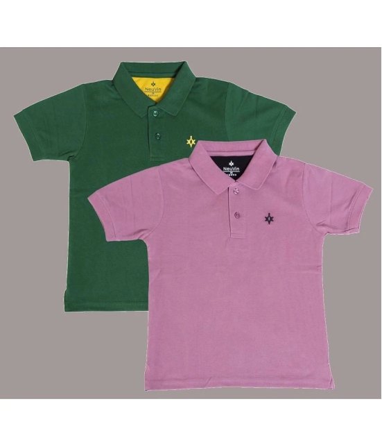 NEUVIN - Multi Color Cotton Blend Boys Polo T-Shirt ( Pack of 2 ) - None