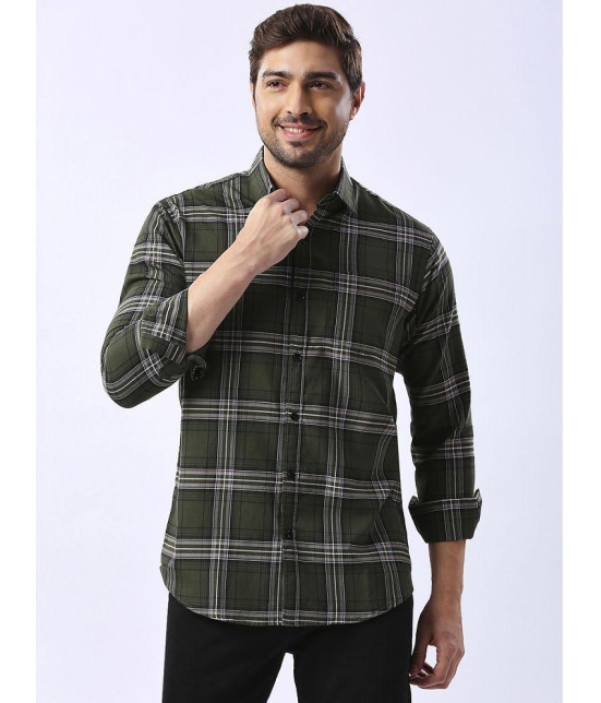 HJ HASASI Cotton Blend Regular Fit Checks Full Sleeves Men's Casual Shirt - Green ( Pack of 1 ) - None