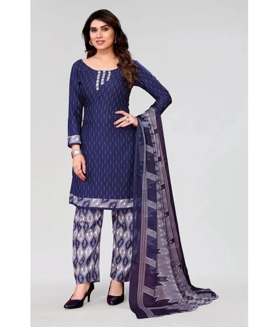 Anand Unstitched Crepe Printed Dress Material - Blue ( Pack of 1 ) - Blue