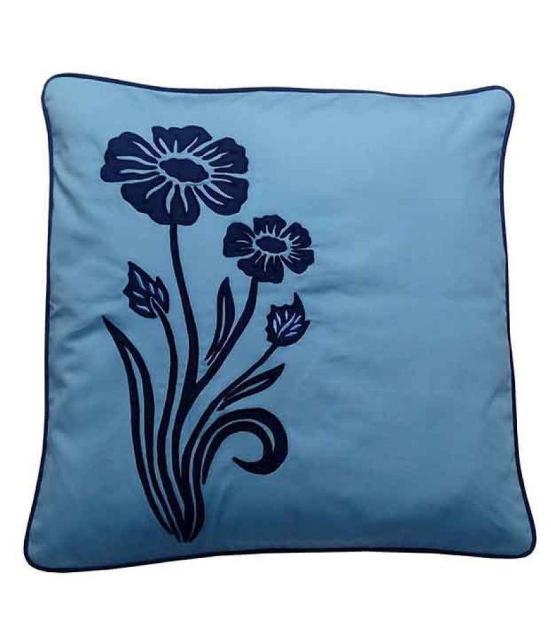 Hugs'n'Rugs Single Cotton Blue Cushion Cover (40 x 40 cm) - Blue