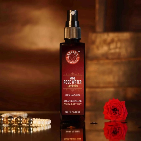 Pure Rose Water | 100% Natural, Steam Distilled Edible | Hydrates & Tones Skin, Minimize Enlarged Pores-Glass Bottle / 100ML