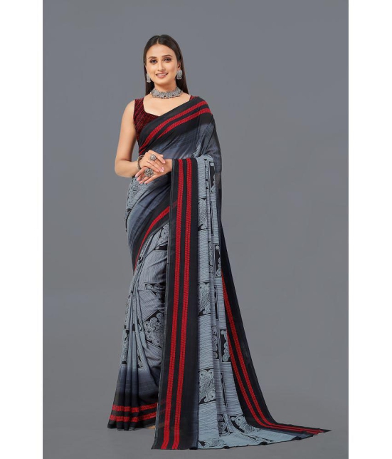 LEELAVATI - Grey Georgette Saree With Blouse Piece ( Pack of 1 ) - Grey