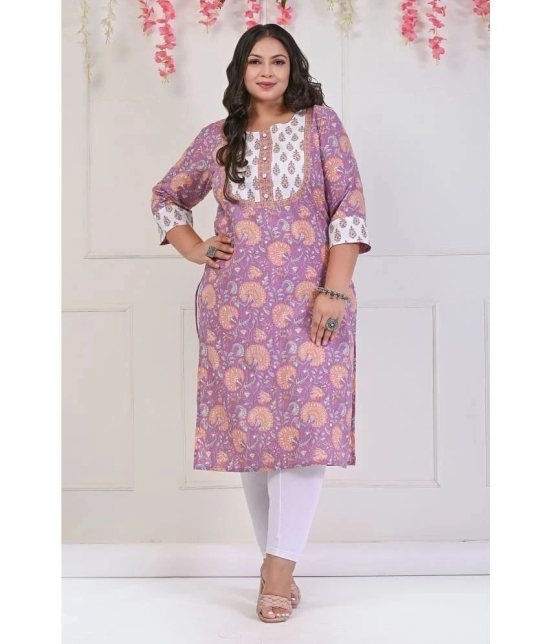 Swasti Cotton Printed Straight Womens Kurti - Purple ( Pack of 1 ) - None