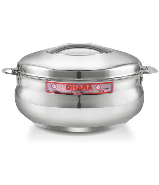 Dhara Stainless Steel Handi 3000 Silver Steel Serve Casserole ( Set of 1 , 2200 mL ) - Silver