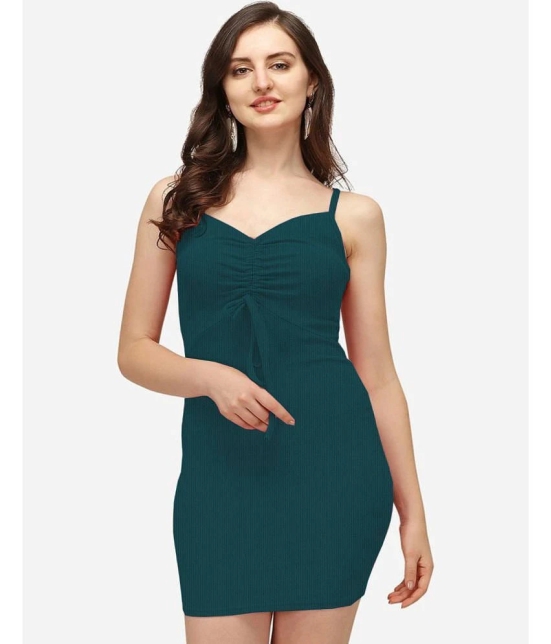 clafoutis Lycra Solid Knee Length Womens Bodycon Dress - Teal ( Pack of 1 ) - None