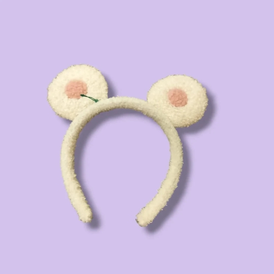 Round Shape Soft Cotton Hairband-White