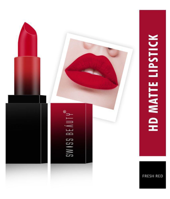 Swiss Beauty HD Matte Lipstick (Fresh Red), 3.5gm