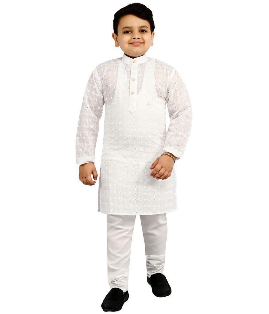 Arshia Fashions White Cotton Blend Boys Kurta Sets ( Pack of 1 ) - None