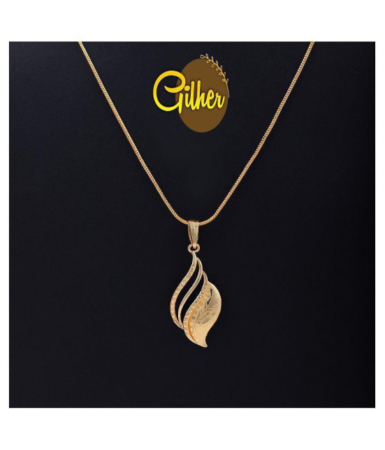 Gilher Gold Plated Daily Wear Locket+24 Inch Chain For Women And Girls. - Golden