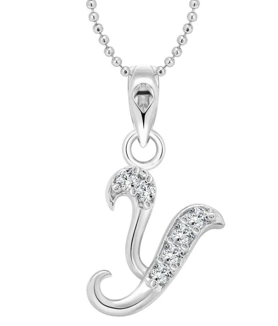 Vighnaharta Y Alphabet Rhodium Plated Pendant - [VFJ1151PR]