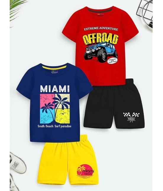 Trampoline Multicolor Cotton Blend Boys T-Shirt & Shorts ( Pack of 2 ) - None