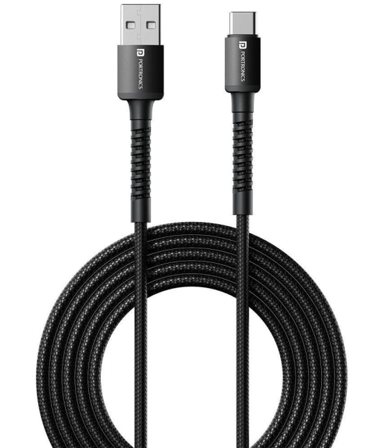 Portronics Black 3A Type C Cable 2 Meters - Black